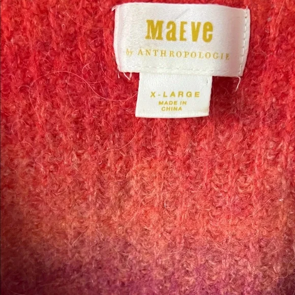 Maeve by Anthropologie Red and Orange Gradient Cardigan Sweater - Picture 3 of 4